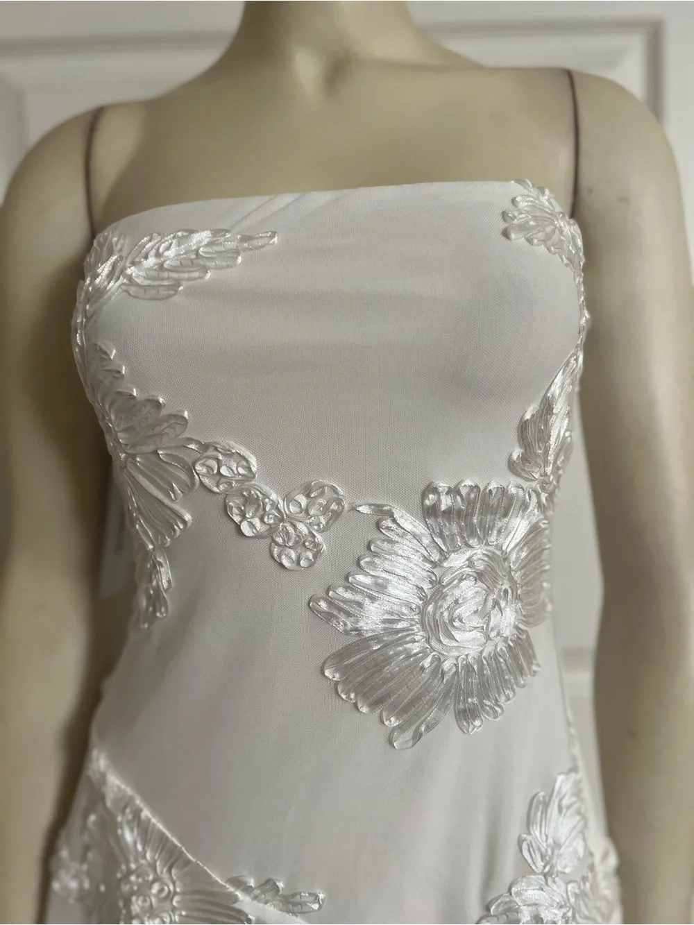 Princess Polly Meadow Of Dreams Strapless Mini Dress White Floral Burnout - Picture 12 of 16
